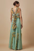 Powder Blue Embroidered Back Tie-Up Choli With Sharara